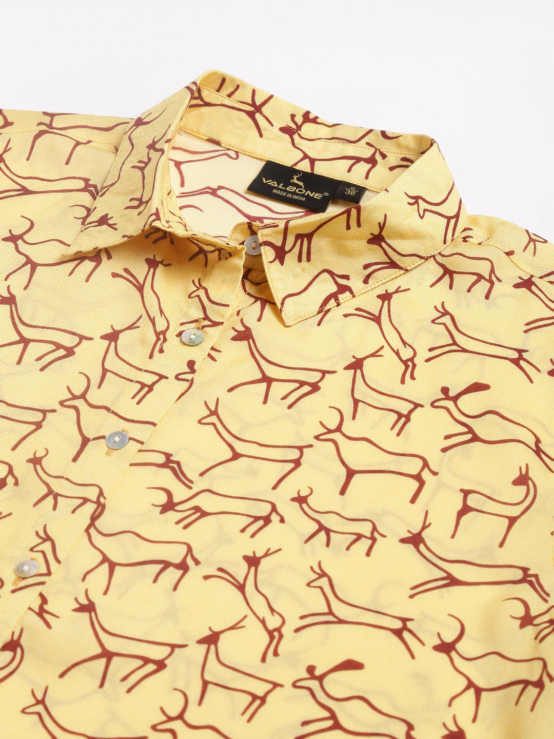 Valbone Women’s Yellow Modal Silk Animal Printed Shirt Half Sleeves