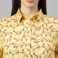 Valbone Women’s Yellow Modal Silk Animal Printed Shirt Half Sleeves