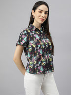 Valbone Women’s Multi-color Geometric Modal Silk Printed Shirt Half Sleeves