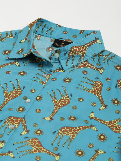 Valbone Women’s Blue Modal Silk Printed Shirt