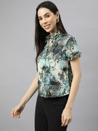 Valbone Women’s Green Modal Silk Printed Shirt