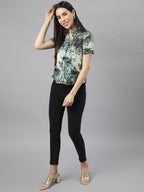 Valbone Women’s Green Modal Silk Printed Shirt