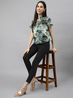 Valbone Women’s Green Modal Silk Printed Shirt