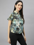 Valbone Women’s Green Modal Silk Printed Shirt