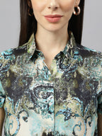 Valbone Women’s Green Modal Silk Printed Shirt