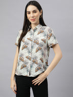Valbone Women’s Grey Modal Silk Printed Shirt