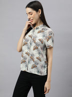 Valbone Women’s Grey Modal Silk Printed Shirt
