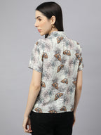 Valbone Women’s Grey Modal Silk Printed Shirt