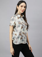 Valbone Women’s Grey Modal Silk Printed Shirt