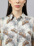 Valbone Women’s Grey Modal Silk Printed Shirt