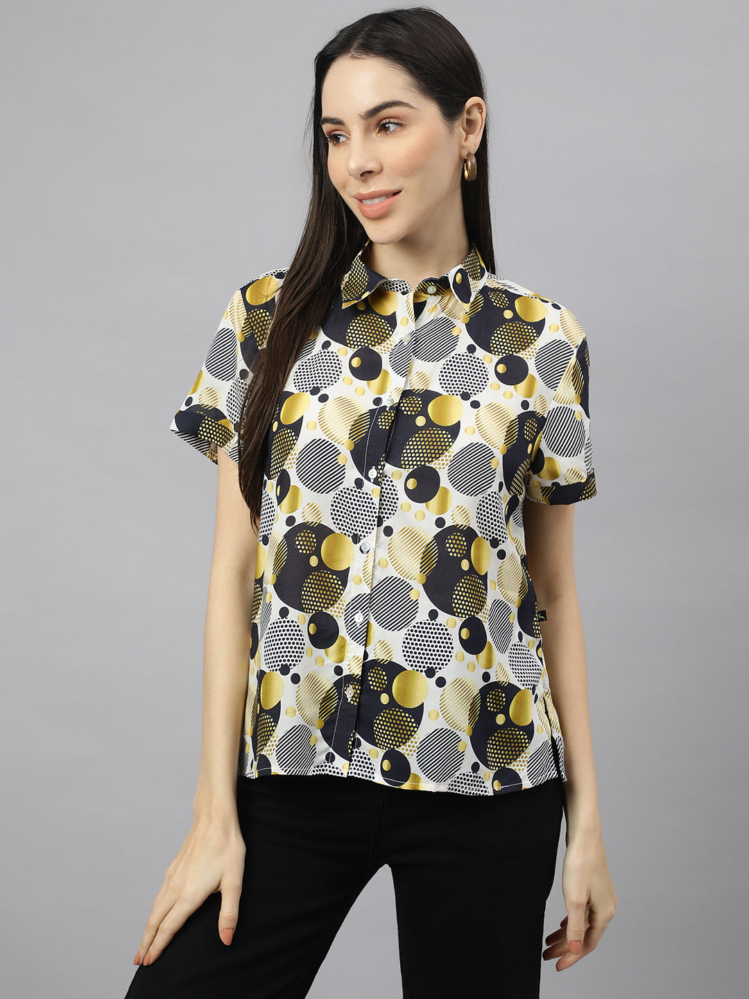 Valbone Women’s Green Modal Silk Printed Shirt