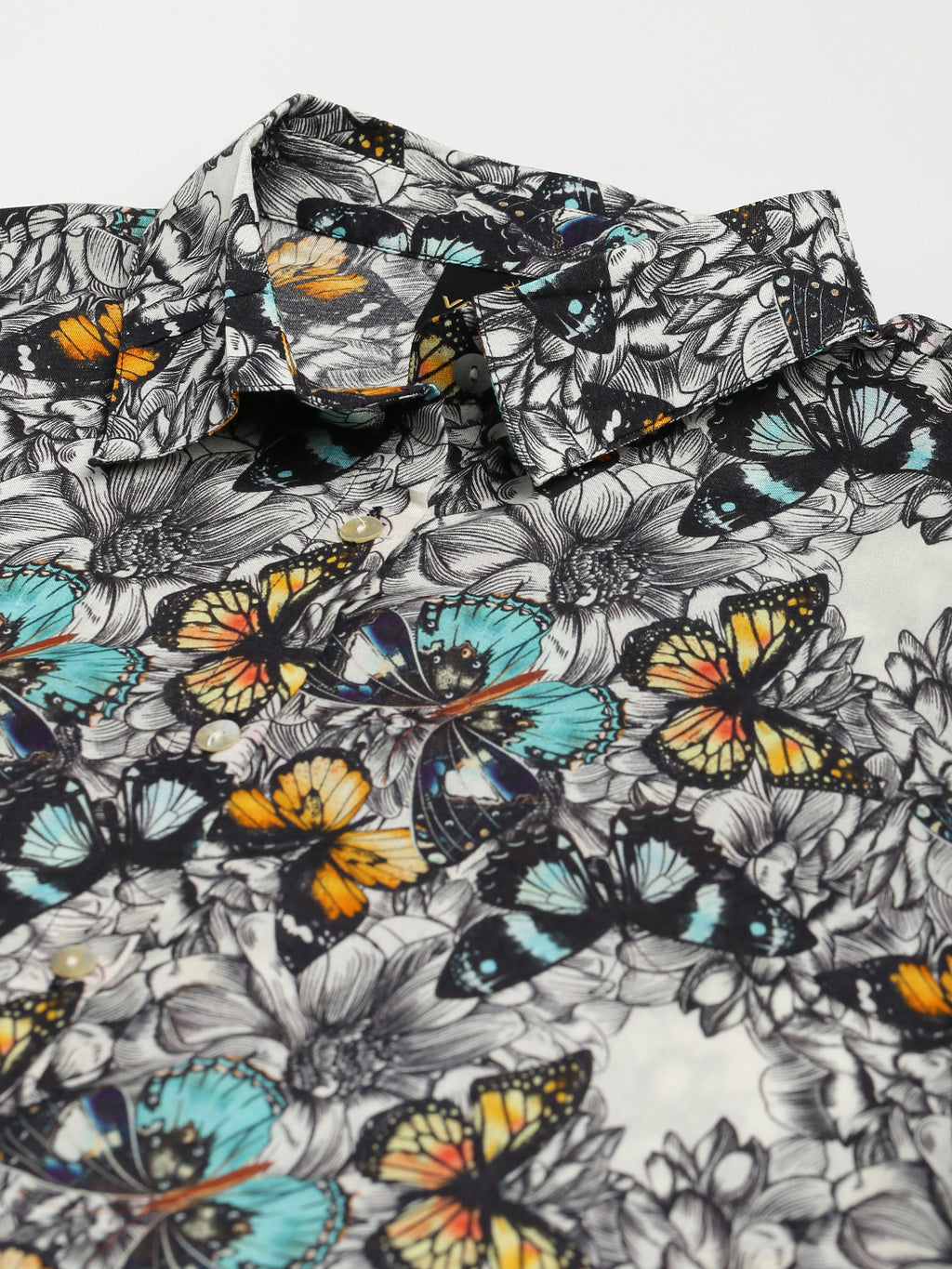 Valbone Women’s Black Modal Silk Butterfly Printed Shirt Half Sleeves