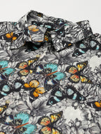 Valbone Women’s Black Modal Silk Butterfly Printed Shirt Half Sleeves