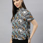 Valbone Women’s Black Modal Silk Butterfly Printed Shirt Half Sleeves