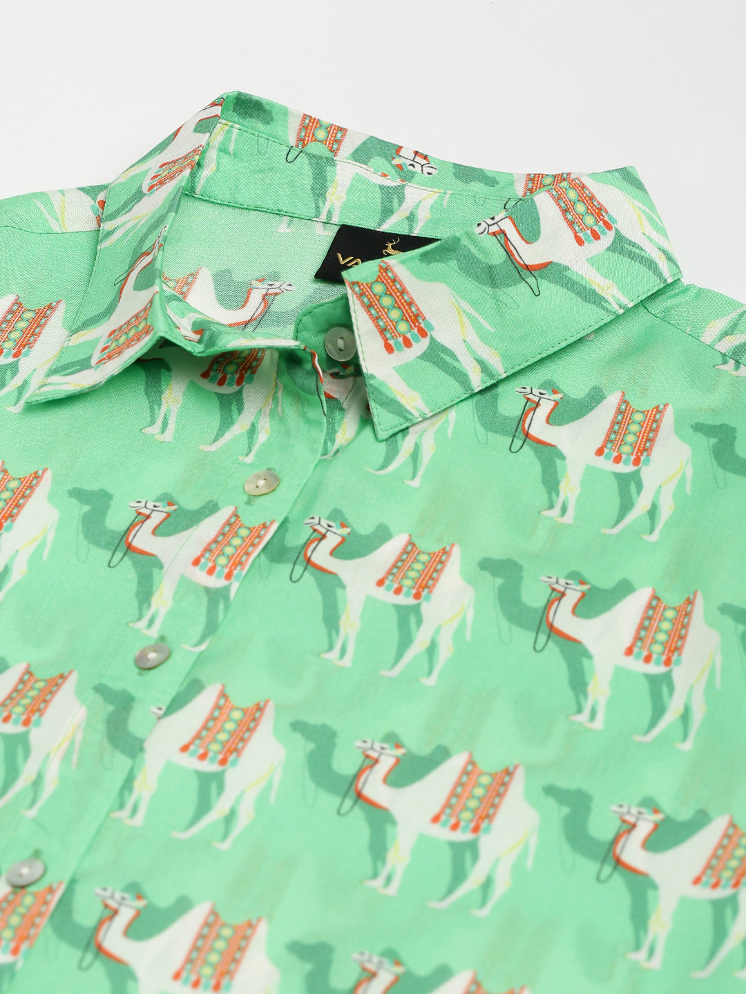 Valbone Women’s Green Modal Silk Printed Shirt