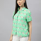 Valbone Women’s Green Modal Silk Printed Shirt