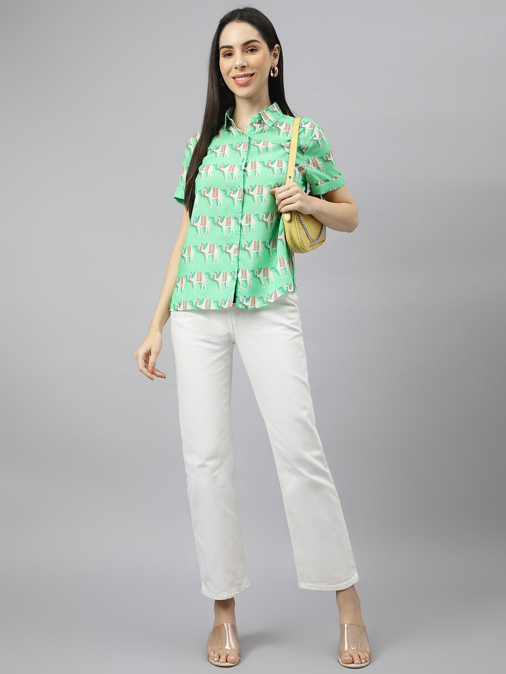 Valbone Women’s Green Modal Silk Printed Shirt