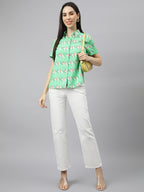 Valbone Women’s Green Modal Silk Printed Shirt