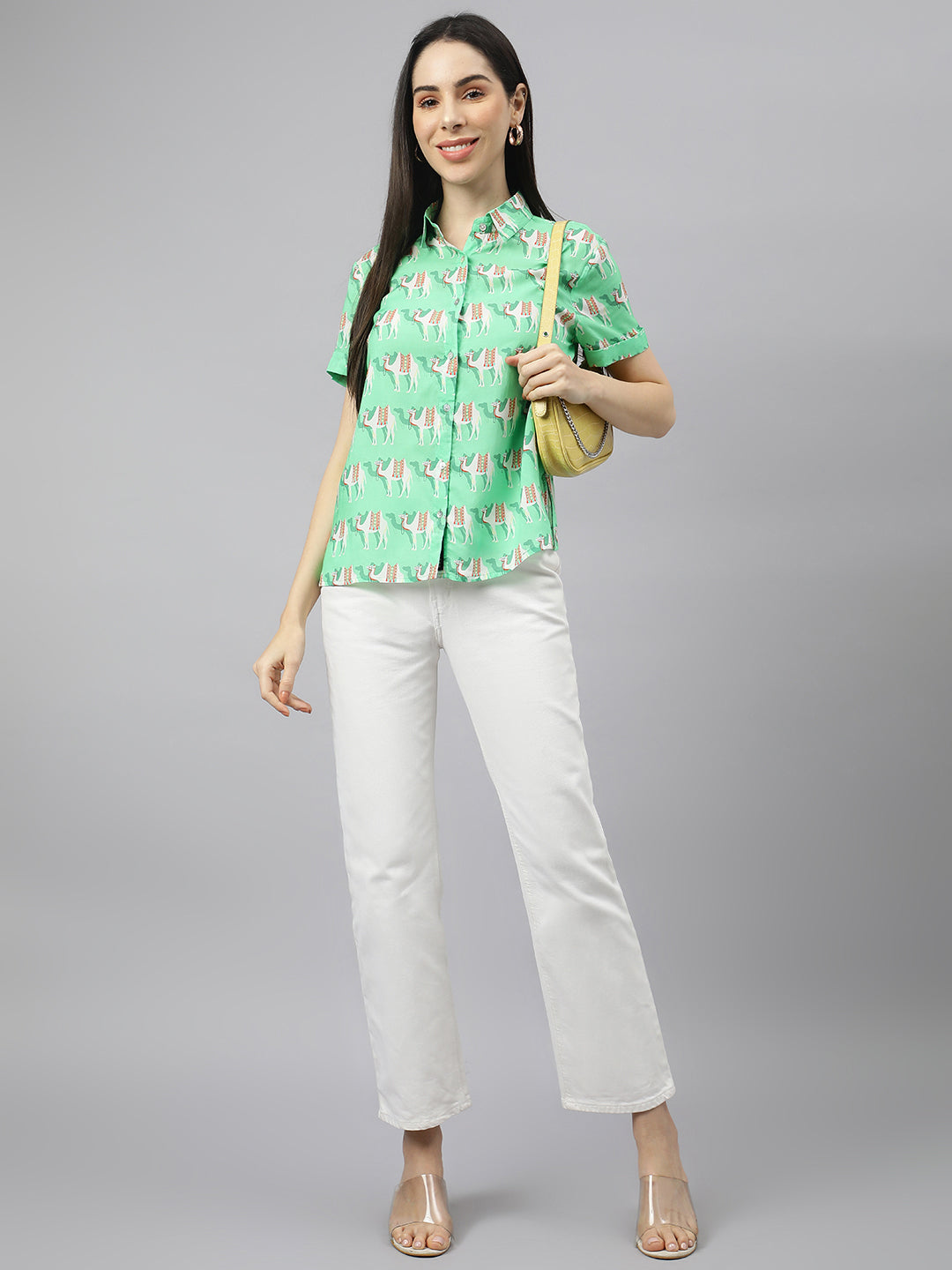 Valbone Women’s Green Modal Silk Printed Shirt