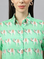 Valbone Women’s Green Modal Silk Printed Shirt