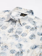 Valbone Women’s White Modal Silk Floral Printed Shirt Half Sleeves