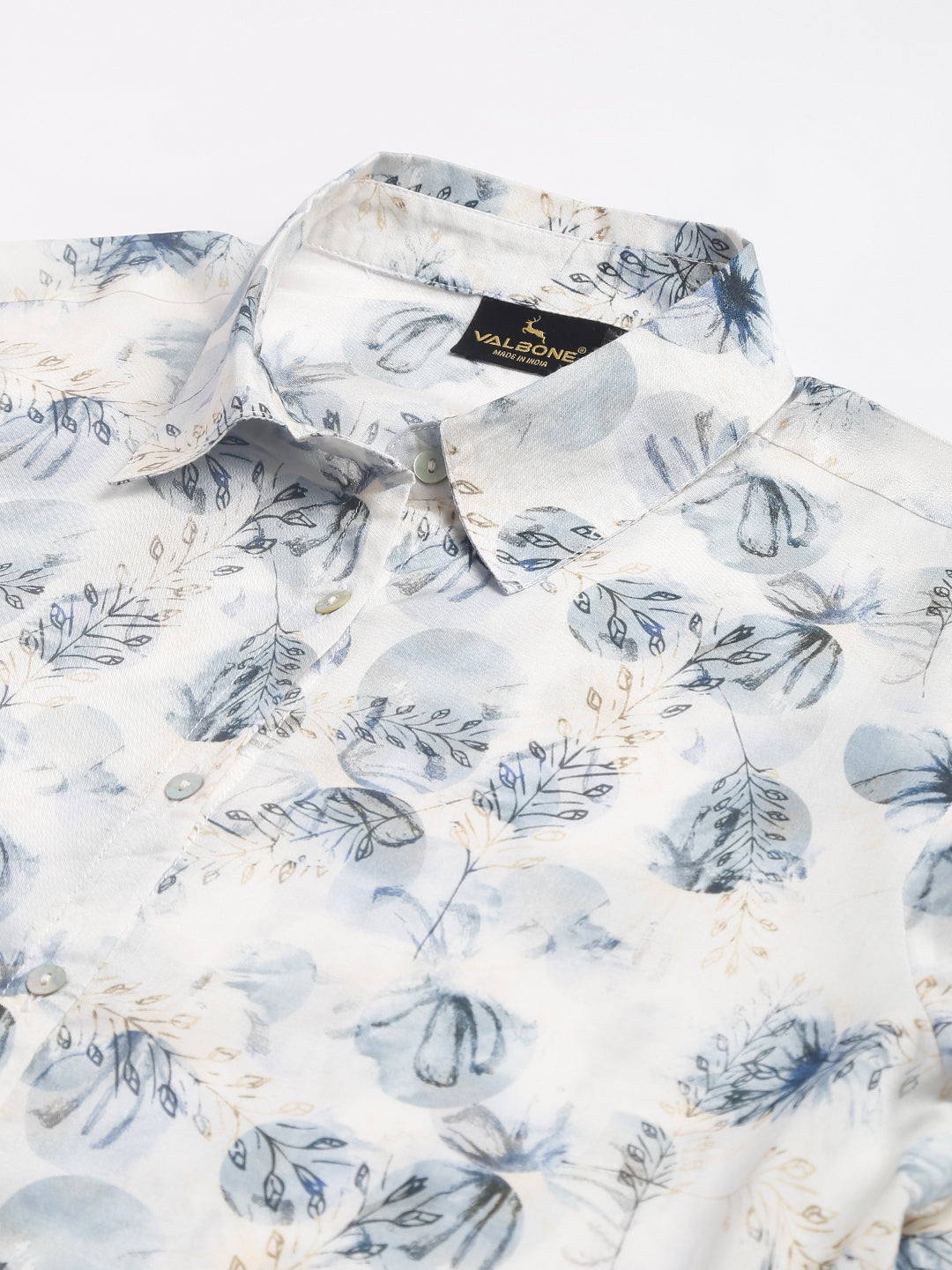Valbone Women’s White Modal Silk Floral Printed Shirt Half Sleeves