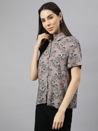 Valbone Women’s Grey Modal Silk Printed Shirt