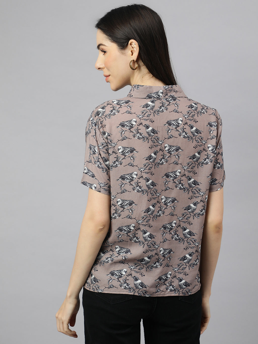 Valbone Women’s Grey Modal Silk Printed Shirt