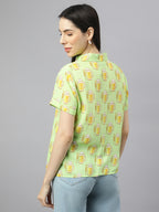 Valbone Women’s lIght Green Modal Silk Printed Shirt