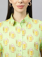 Valbone Women’s lIght Green Modal Silk Printed Shirt