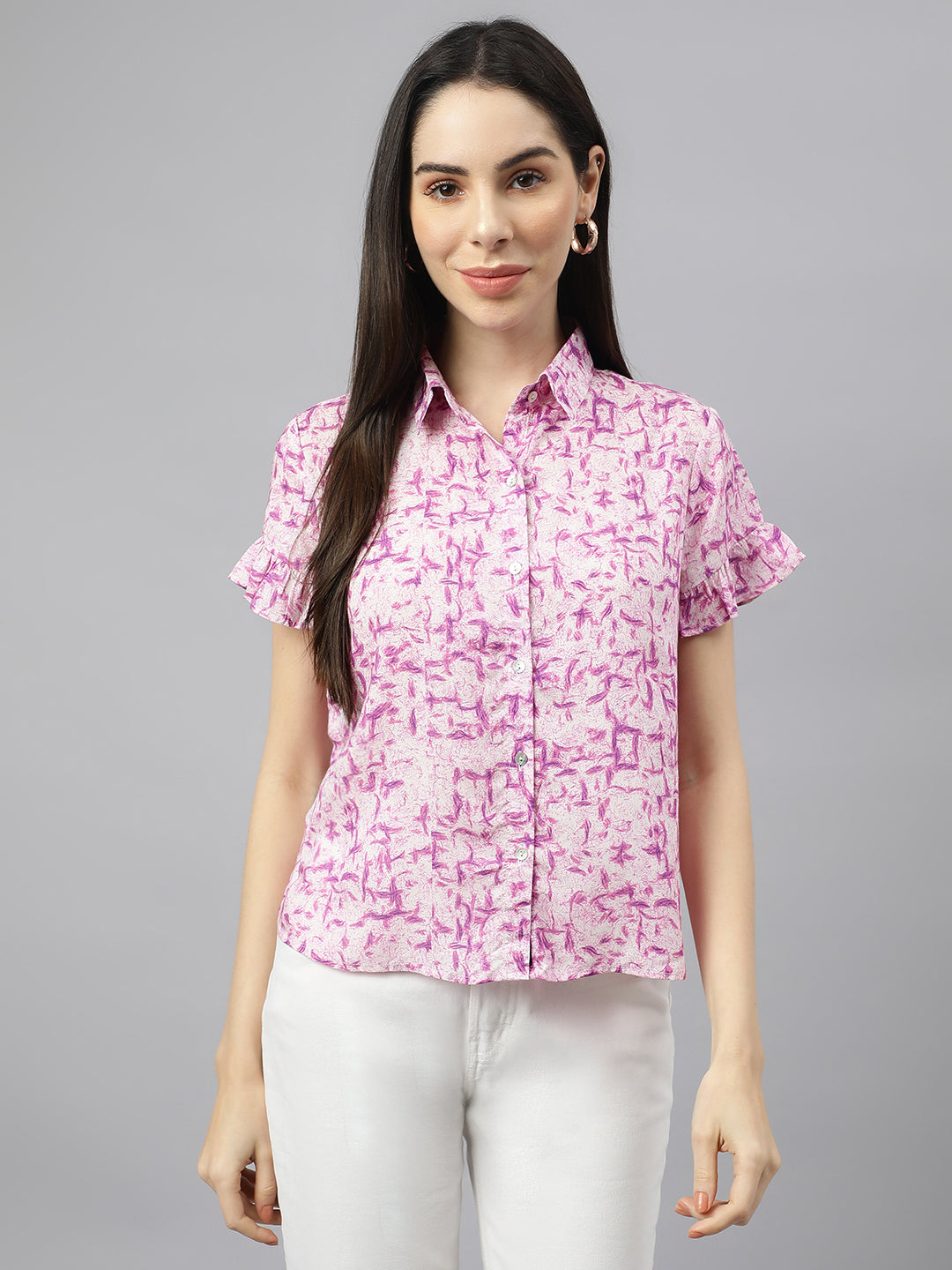 Valbone Women’s Pink Modal Silk Printed Shirt