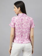 Valbone Women’s Pink Modal Silk Printed Shirt