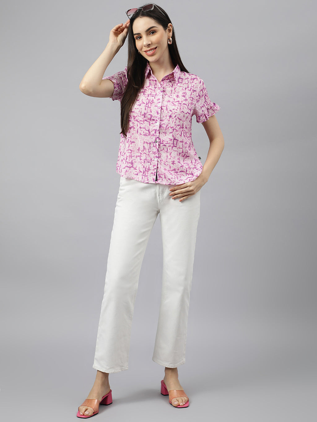 Valbone Women’s Pink Modal Silk Printed Shirt