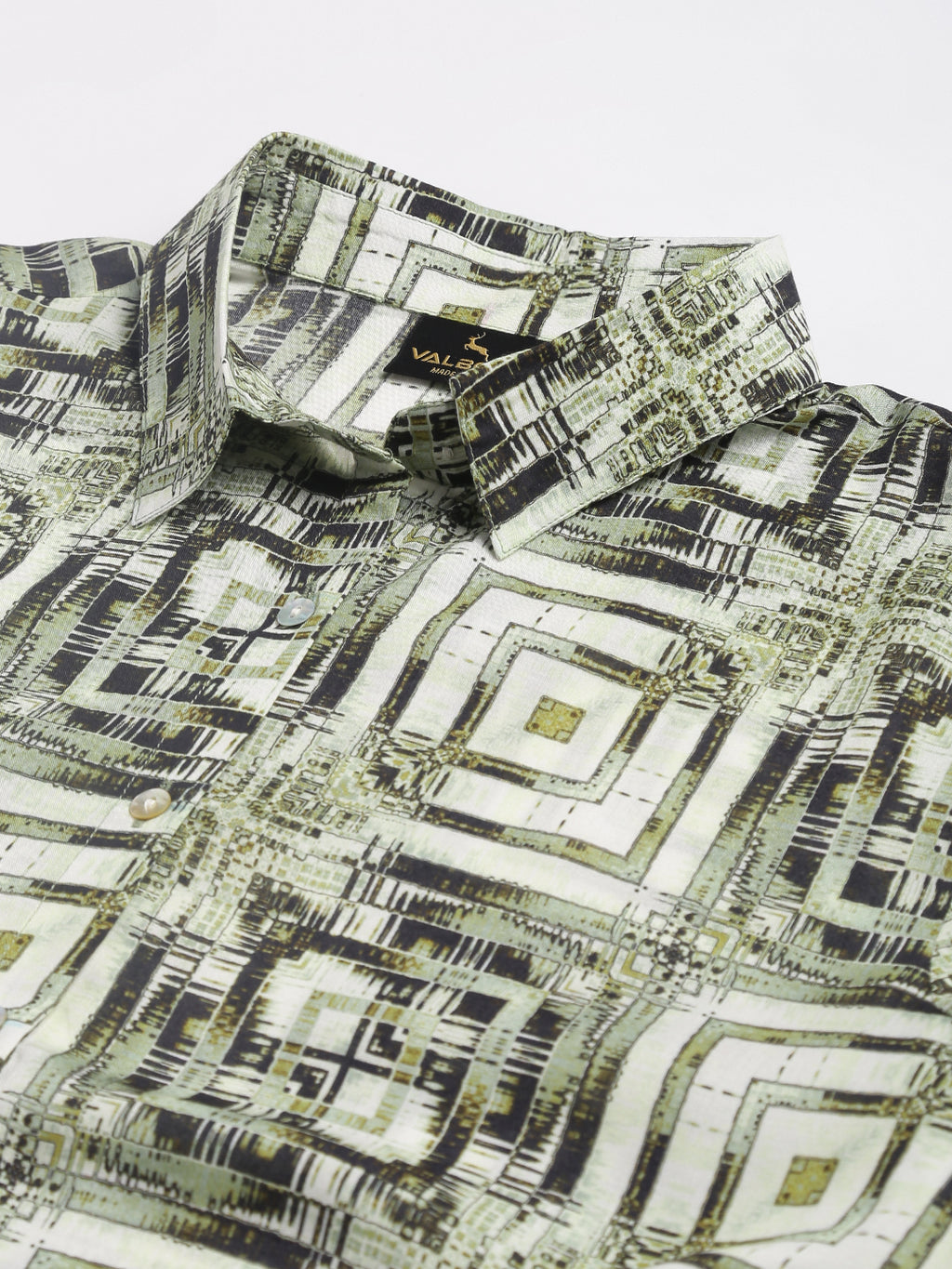 Valbone Women’s Green Modal Silk Printed Shirt Half Sleeves