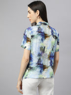 Valbone Women’s Blue Modal Silk Printed Shirt