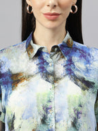 Valbone Women’s Blue Modal Silk Printed Shirt