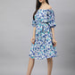 Valbone Women’s Blue Georgette Floral Print Dress