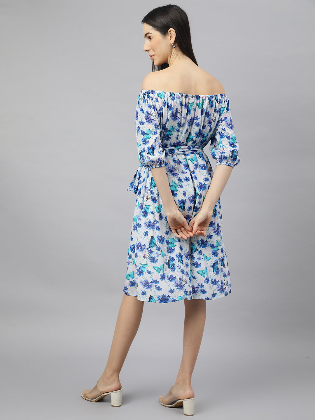 Valbone Women’s Blue Georgette Floral Print Dress